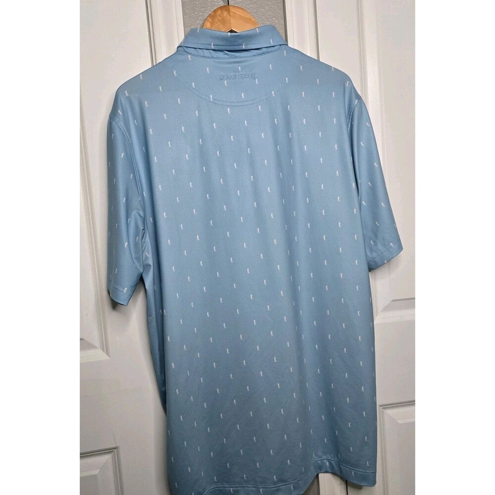 USAG Men's Blue Polyester/Spandex Short Sleeve Golf Polo Shirt XL - Picture 3 of 5
